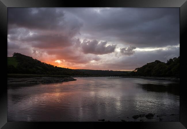 Moody Sunrise on the River Torridge at Bideford Framed Print by Tony Twyman