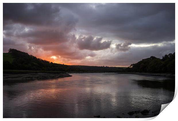 Moody Sunrise on the River Torridge at Bideford Print by Tony Twyman