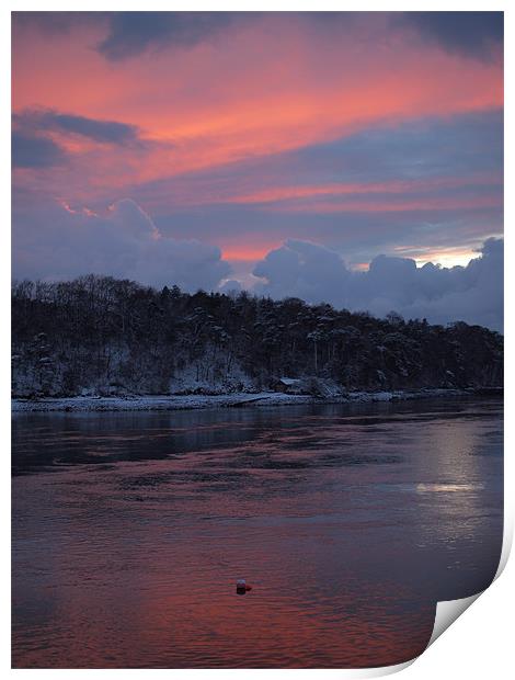Winter Sunset Menai Bridge Print by Amy Knight