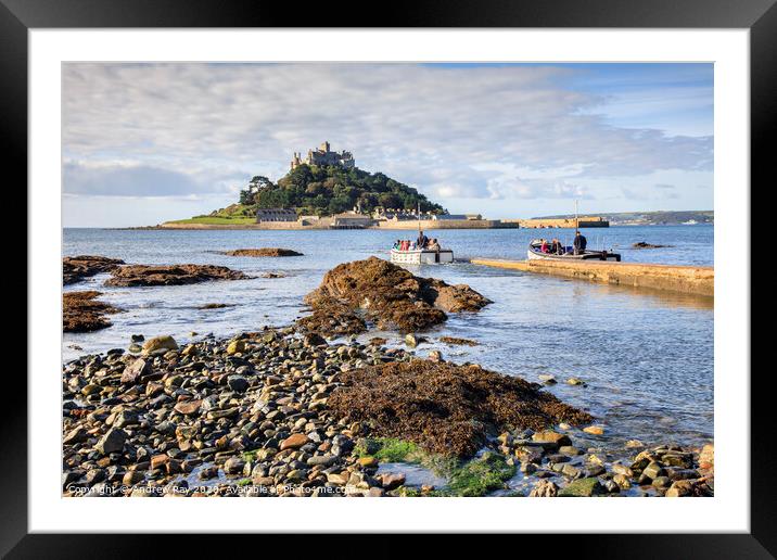 Ferry Boats at St Michael's Mount Framed Mounted Print by Andrew Ray