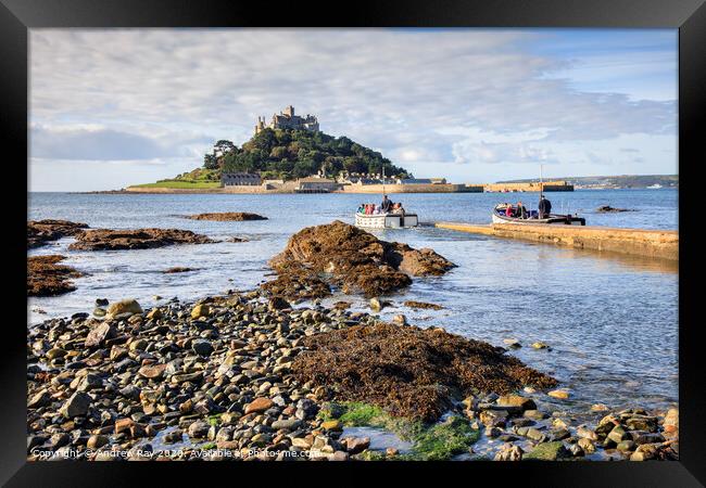 Ferry Boats at St Michael's Mount Framed Print by Andrew Ray