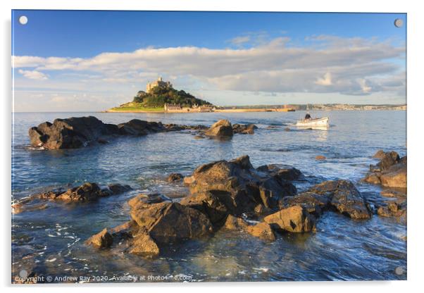 Boat in morning light (St Michael's Mount) Acrylic by Andrew Ray