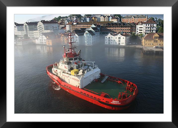 Norwegian tug Framed Mounted Print by Richie Miles