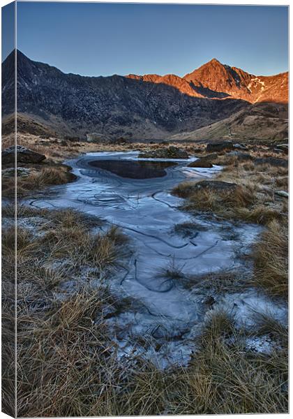 Snowdon and the frozen pond Canvas Print by Rory Trappe