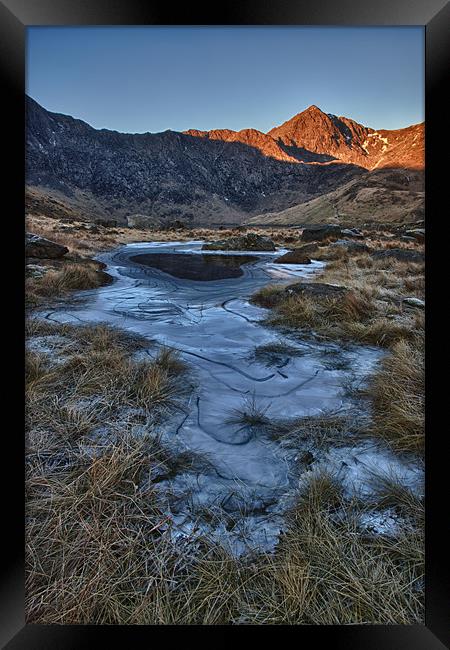 Snowdon and the frozen pond Framed Print by Rory Trappe