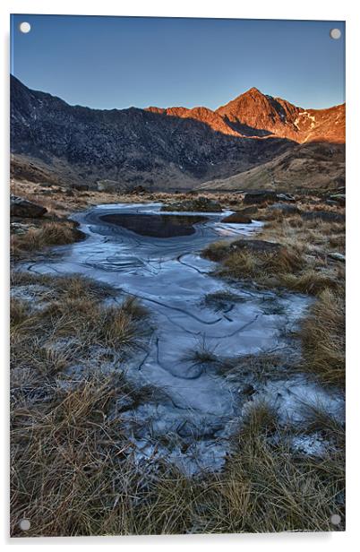Snowdon and the frozen pond Acrylic by Rory Trappe