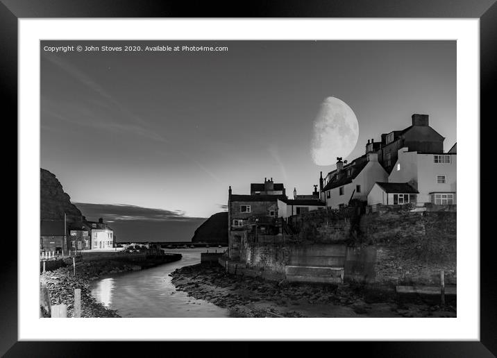 Staithes by night Framed Mounted Print by John Stoves
