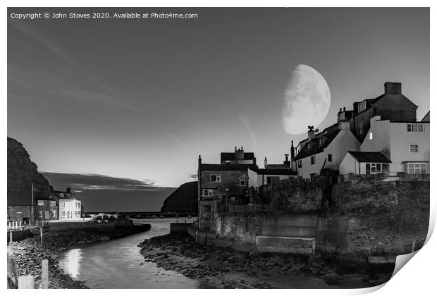 Staithes by night Print by John Stoves