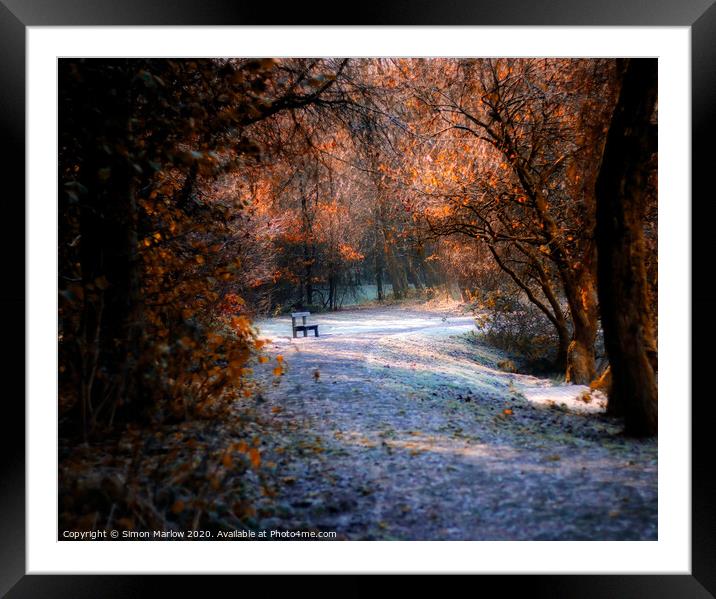 A place to sit and think in Autumn colours Framed Mounted Print by Simon Marlow