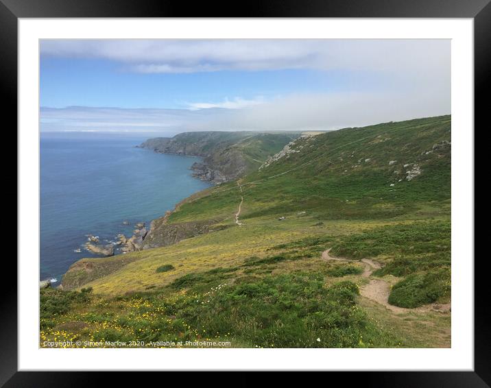 Walking along the South Devon Coastal path at Salcombe Framed Mounted Print by Simon Marlow