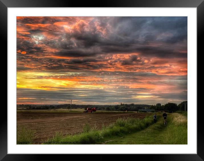 Coveney Sunset Norfolk  Framed Mounted Print by Jacqui Farrell