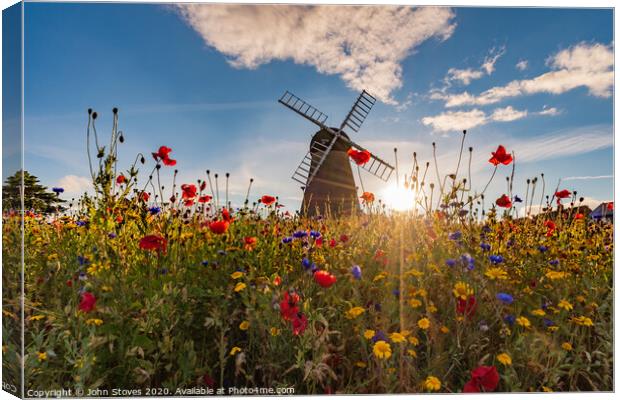 Whitburn Windmill sunset Canvas Print by John Stoves