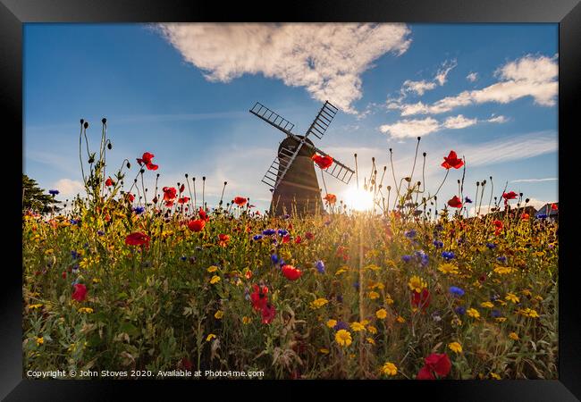 Whitburn Windmill sunset Framed Print by John Stoves