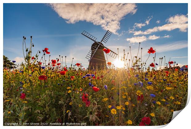 Whitburn Windmill sunset Print by John Stoves