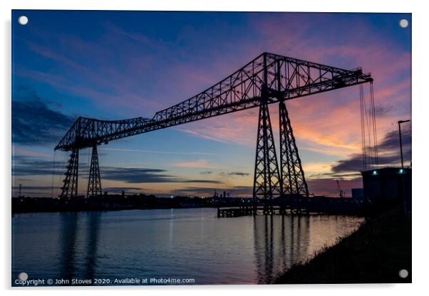 Transporter Bridge at Sunset Acrylic by John Stoves