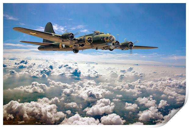 Memphis Belle flying high  Print by David Stanforth