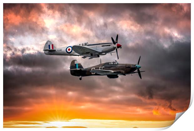 Flying into the sunset Print by Karl McCarthy