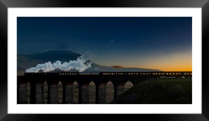 Ribbleheads Viaduct at dusk Framed Mounted Print by Craig Burley