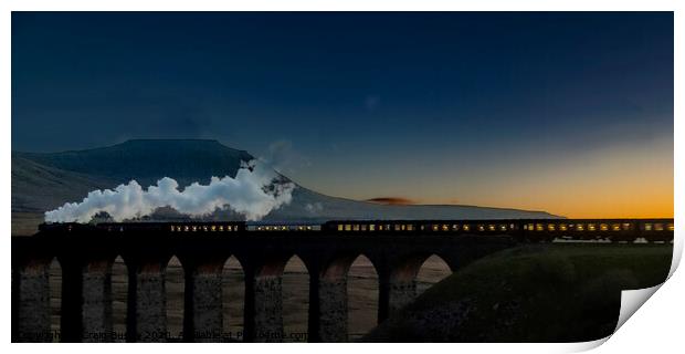 Ribbleheads Viaduct at dusk Print by Craig Burley