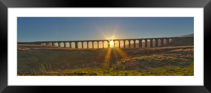 Ribblehead Viaduct at sunset Framed Mounted Print by Craig Burley