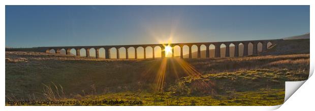 Ribblehead Viaduct at sunset Print by Craig Burley