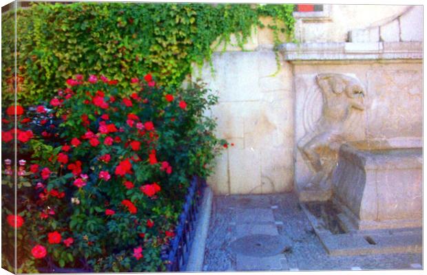 Detail of a fountain in Granada. Lomography Canvas Print by Jose Manuel Espigares Garc