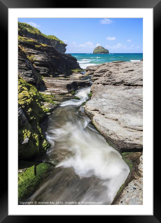 Trebarwith Stream Framed Mounted Print by Andrew Ray