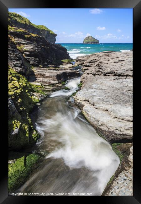 Trebarwith Stream Framed Print by Andrew Ray
