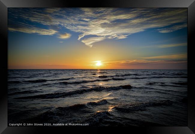 Ocean Sunset Framed Print by John Stoves