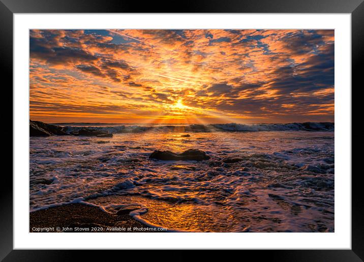 Sun Burst Ocean at Hartlepool Beach.  Framed Mounted Print by John Stoves