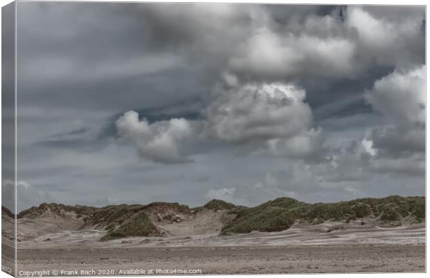 Blaavand beach dunes at the North sea coast on a windy day, Denmark Canvas Print by Frank Bach