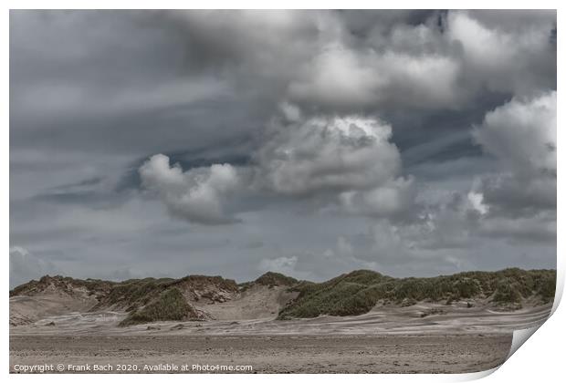 Blaavand beach dunes at the North sea coast on a windy day, Denmark Print by Frank Bach
