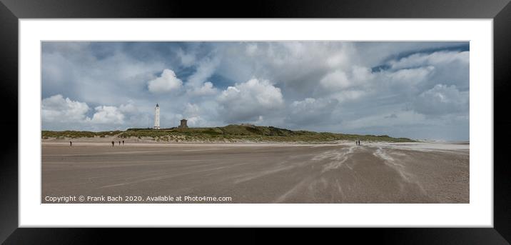 Blaavand beach lighthouse at the North sea coast on a windy day, Denmark Framed Mounted Print by Frank Bach