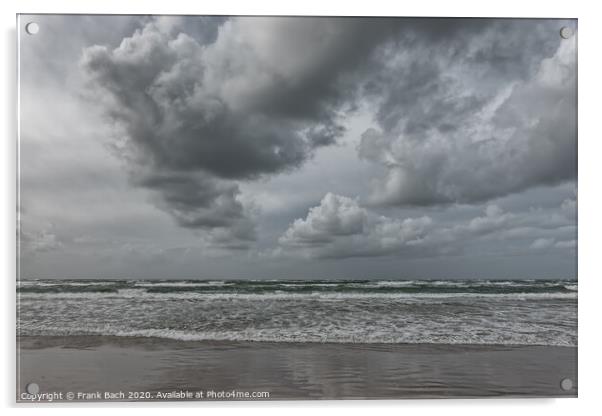 Blaavand beach waves at the North sea coast on a windy day, Denmark Acrylic by Frank Bach