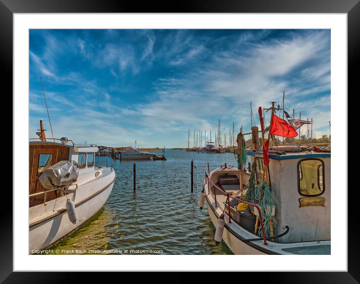 Small Norsminde harbor with local fishing vessels, Denmark Framed Mounted Print by Frank Bach