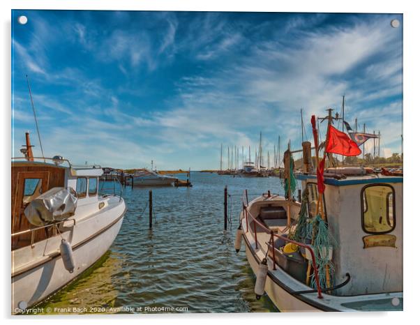 Small Norsminde harbor with local fishing vessels, Denmark Acrylic by Frank Bach