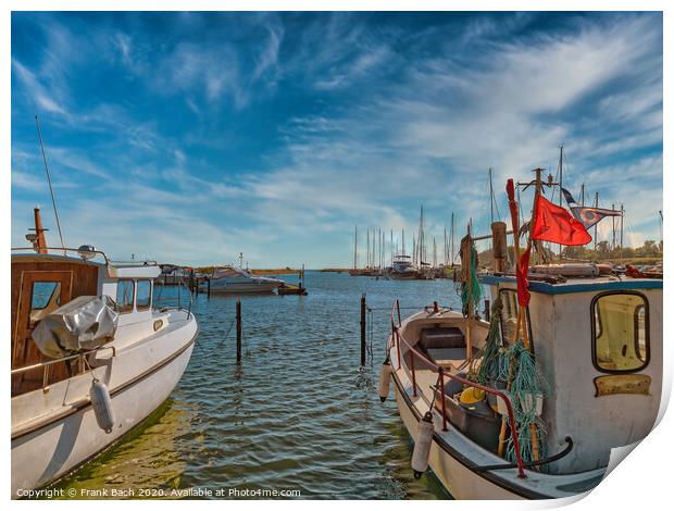 Small Norsminde harbor with local fishing vessels, Denmark Print by Frank Bach