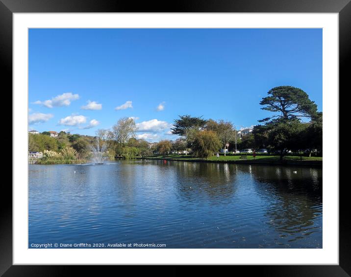 Newquay Trenance Gardens Boating Lake Framed Mounted Print by Diane Griffiths