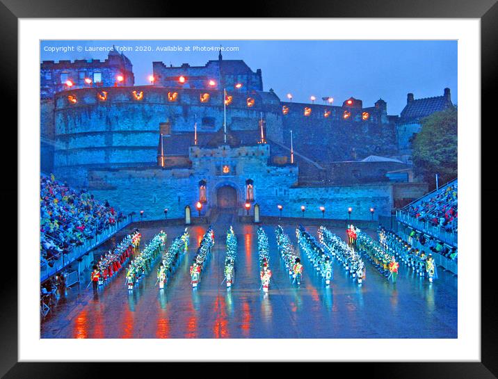 Massed Bands, The Edinburgh Tattoo Framed Mounted Print by Laurence Tobin