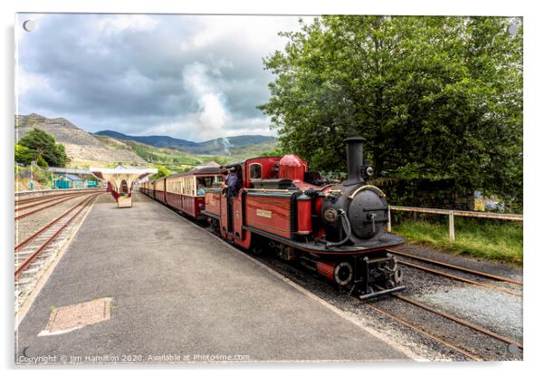 Great little train of Wales Acrylic by jim Hamilton