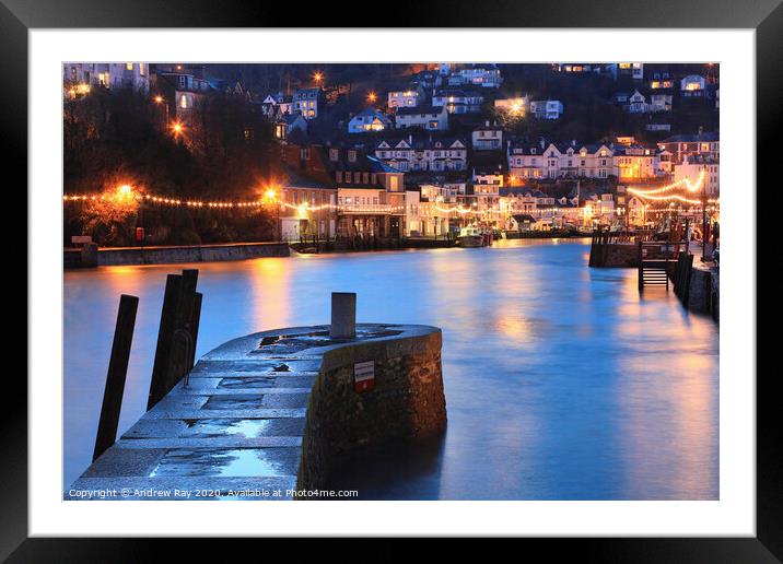 Inner Pier at Twilight (Looe) Framed Mounted Print by Andrew Ray