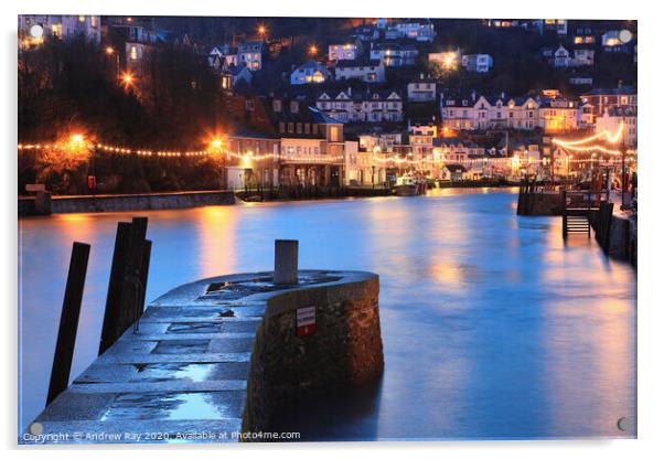 Inner Pier at Twilight (Looe) Acrylic by Andrew Ray