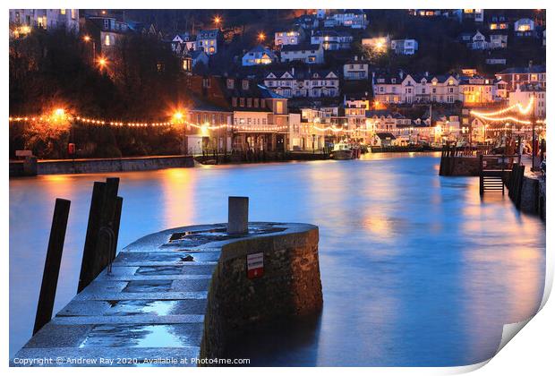 Inner Pier at Twilight (Looe) Print by Andrew Ray