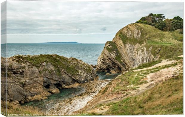 Stair Hole Bay next to Lulworth Cove Dorset Coast  Canvas Print by Nick Jenkins