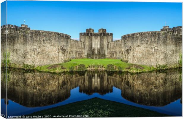 Castle Reflected in the Moat Canvas Print by Jane Metters