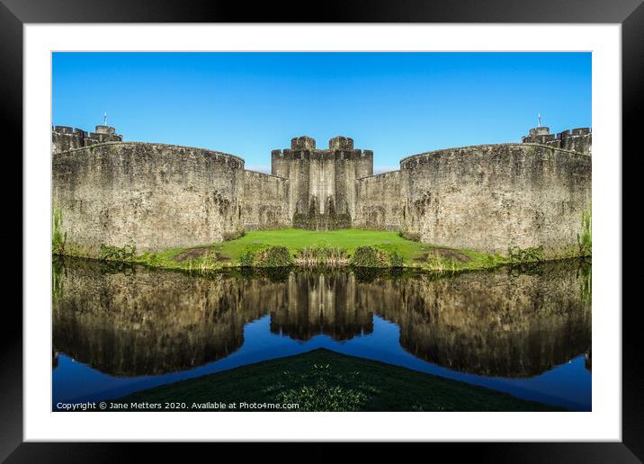 Castle Reflected in the Moat Framed Mounted Print by Jane Metters
