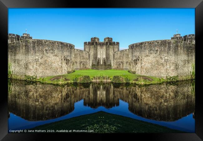 Castle Reflected in the Moat Framed Print by Jane Metters