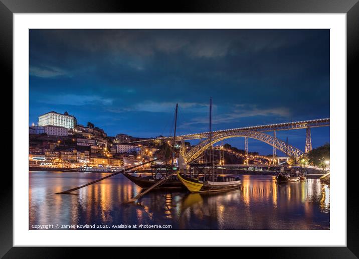 Porto at Night Framed Mounted Print by James Rowland