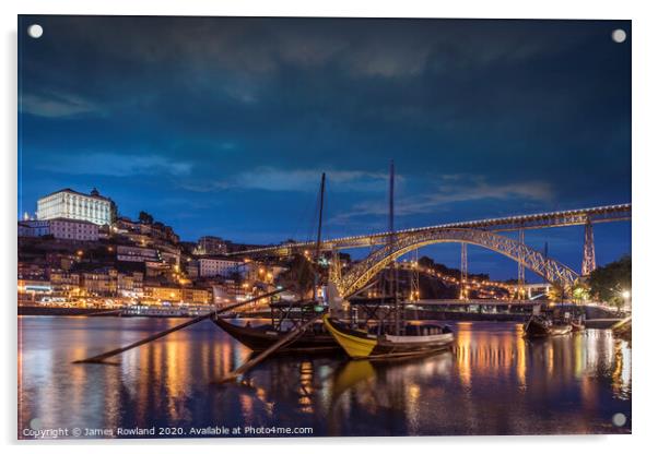 Porto at Night Acrylic by James Rowland