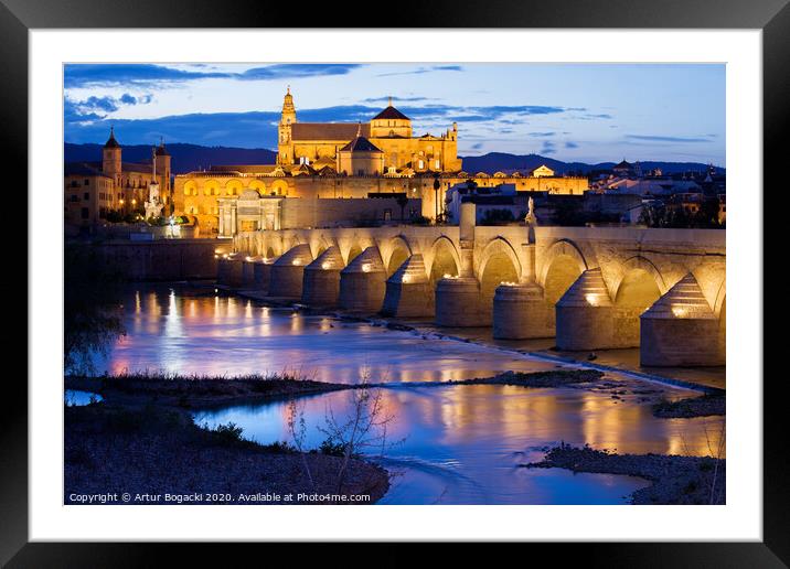 Mezquita and Roman Bridge in Cordoba Framed Mounted Print by Artur Bogacki